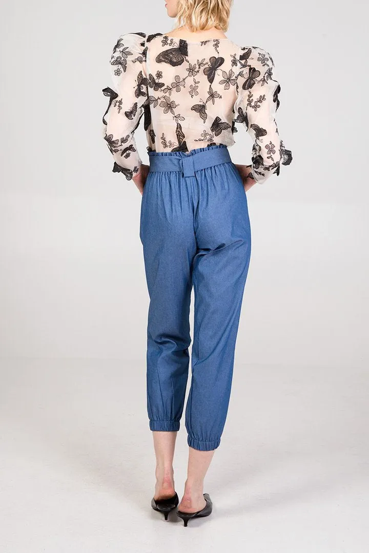 Belt Detail Trousers  In Denim