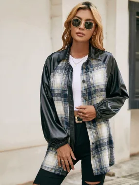 Betty Plaid Button Down Raglan Sleeve Jacket