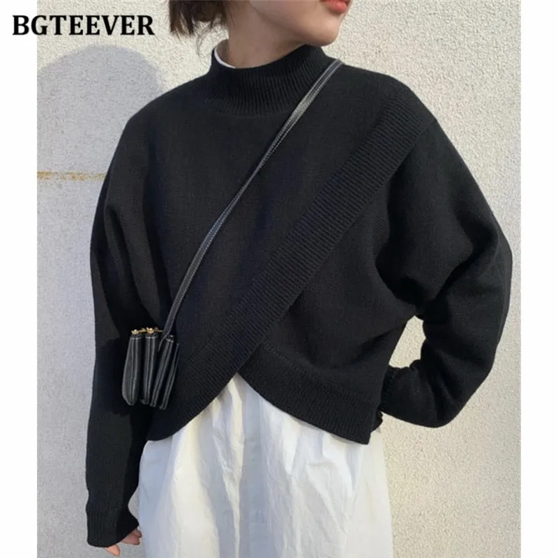 BGTEEVER Fashion Half-turtleneck Women