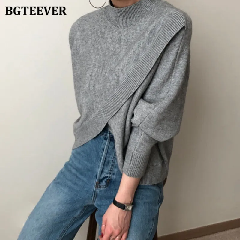 BGTEEVER Fashion Half-turtleneck Women