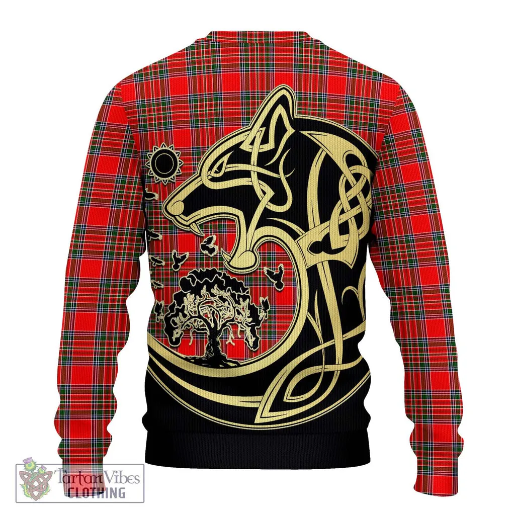 Binning Tartan Ugly Sweater with Family Crest Celtic Wolf Style