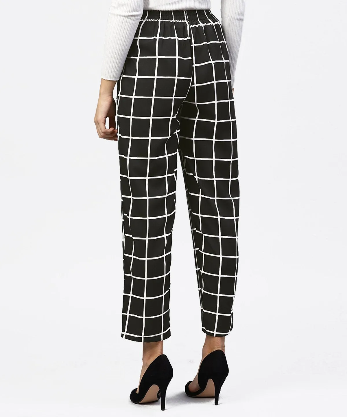 Black & White Checked Trouser With Side Pockets