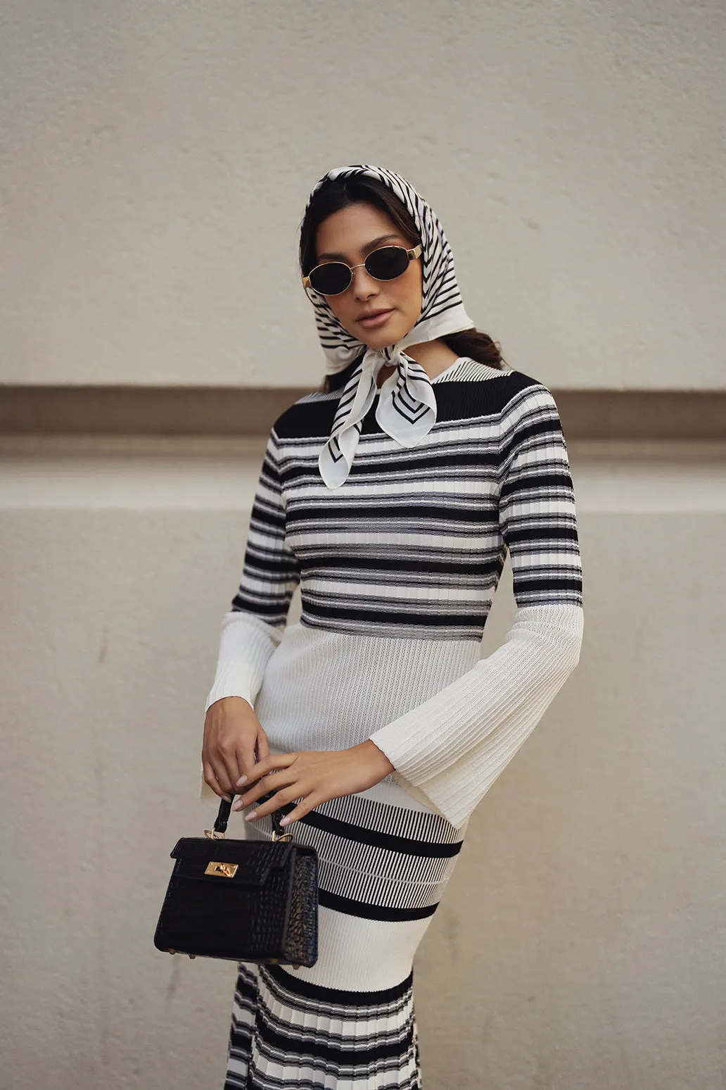 Black and White Knit Dress