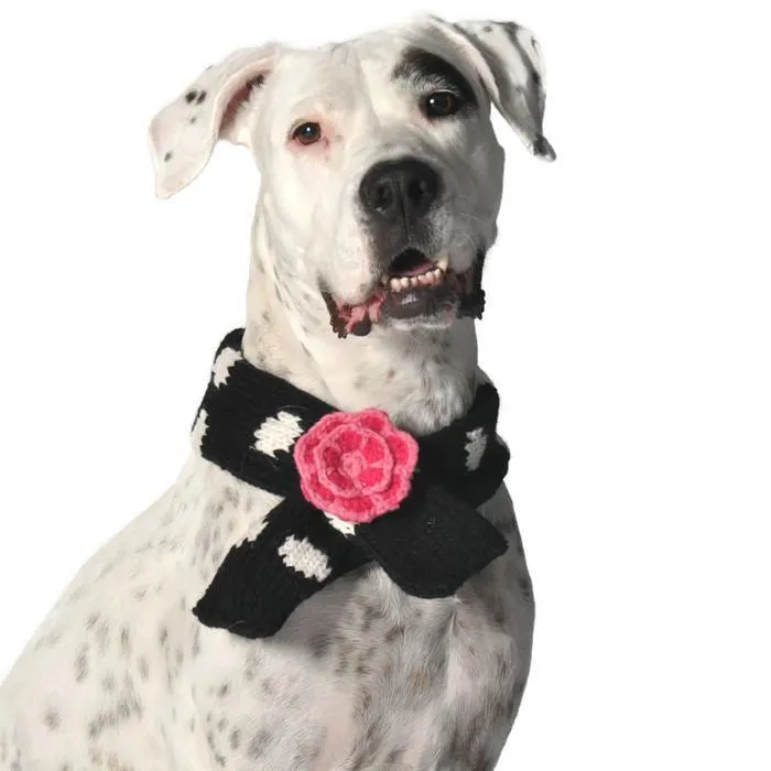 Black Flower Polka Dot Dog Scarf