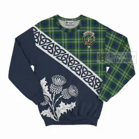 Blackadder Tartan Sweatshirt Featuring Thistle and Scotland Map