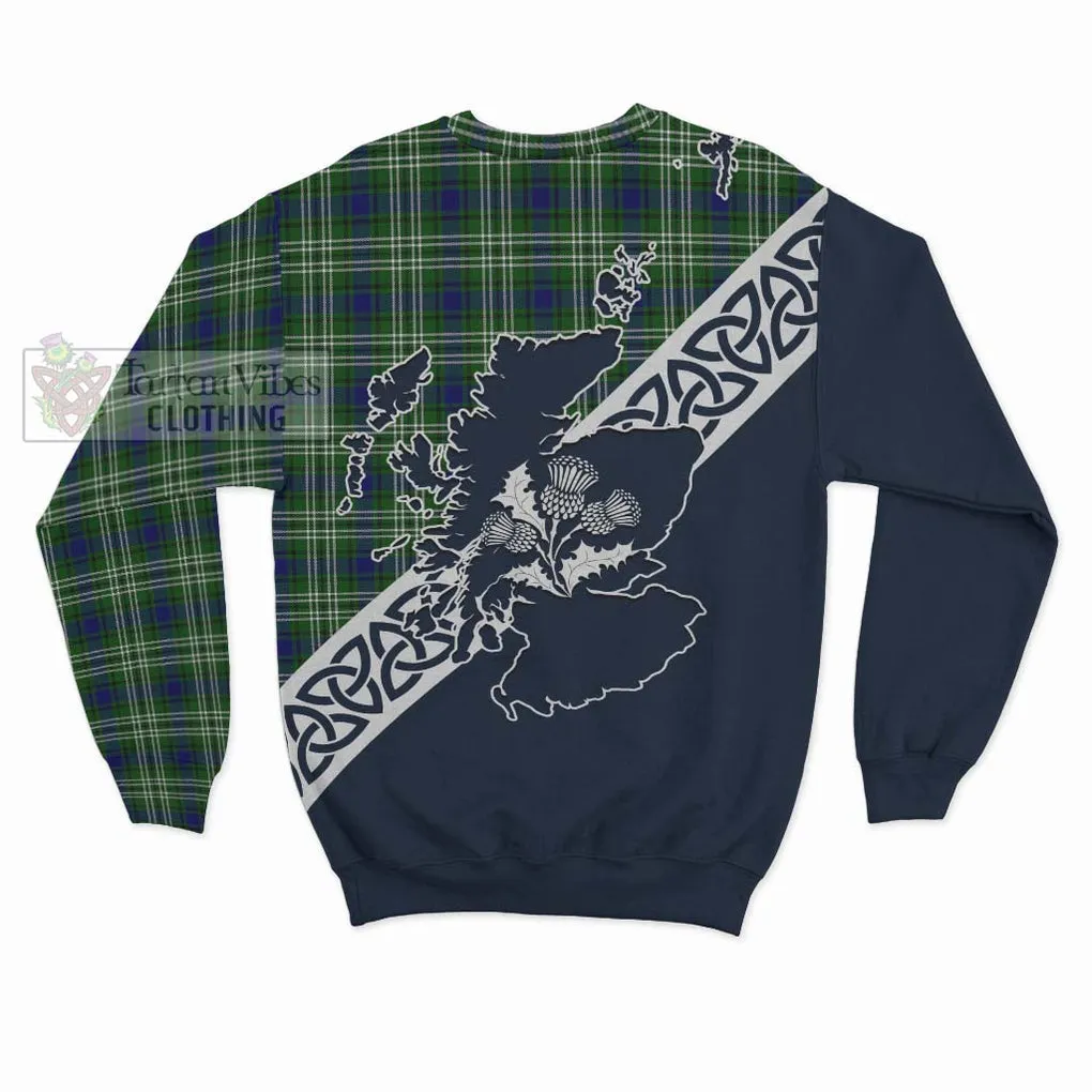 Blackadder Tartan Sweatshirt Featuring Thistle and Scotland Map