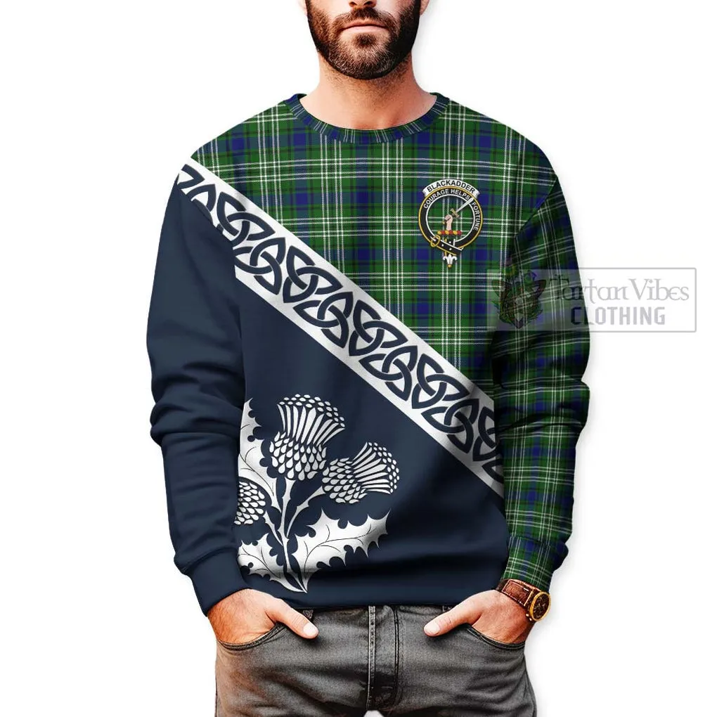 Blackadder Tartan Sweatshirt Featuring Thistle and Scotland Map