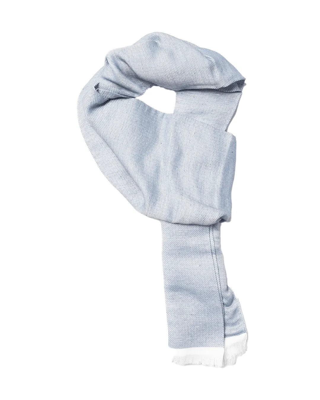 Blue Melange Twill Italian Cotton Blend Scarf