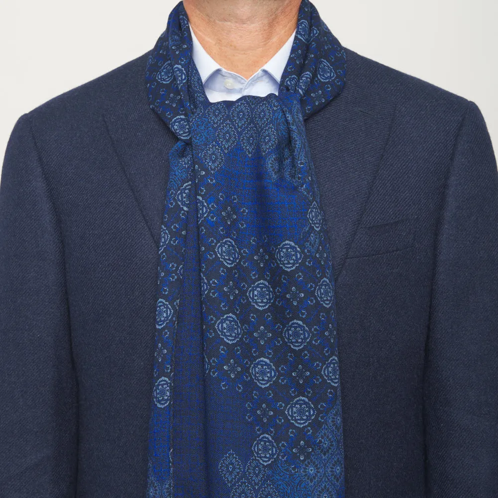 Blue Nebrodi Double Face Wool Scarf