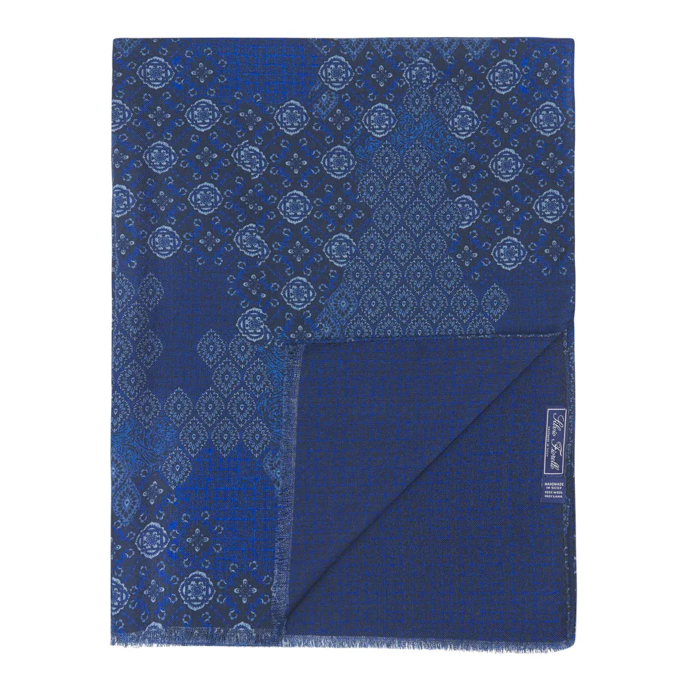 Blue Nebrodi Double Face Wool Scarf