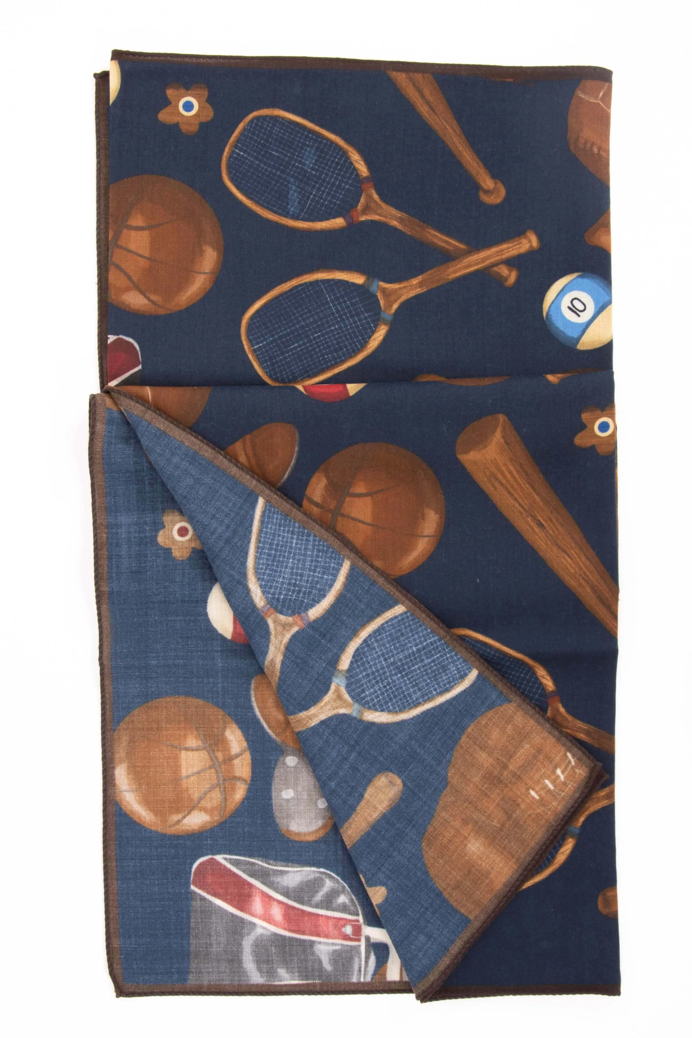 Blue Pure Italian Wool Gentleman's Games Scarf