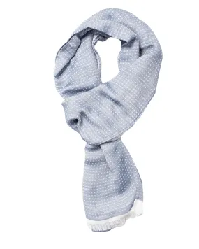 Blue Spotted Italian Cotton Blend Scarf