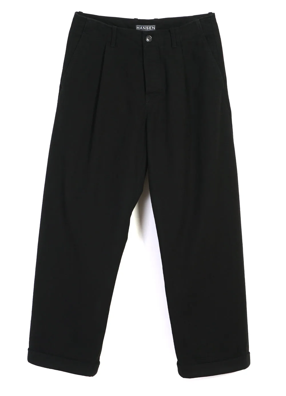 BOBBY 28-22-2 | Wide Pleated Moleskin Trousers | Black