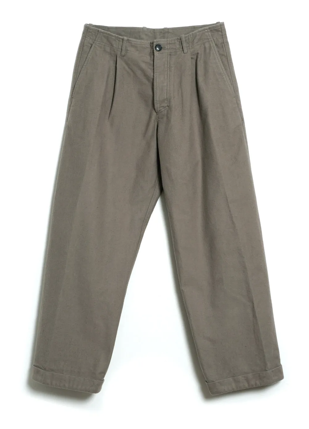 BOBBY 28-22-7 | Wide Pleated Moleskin Trousers | Light Stone