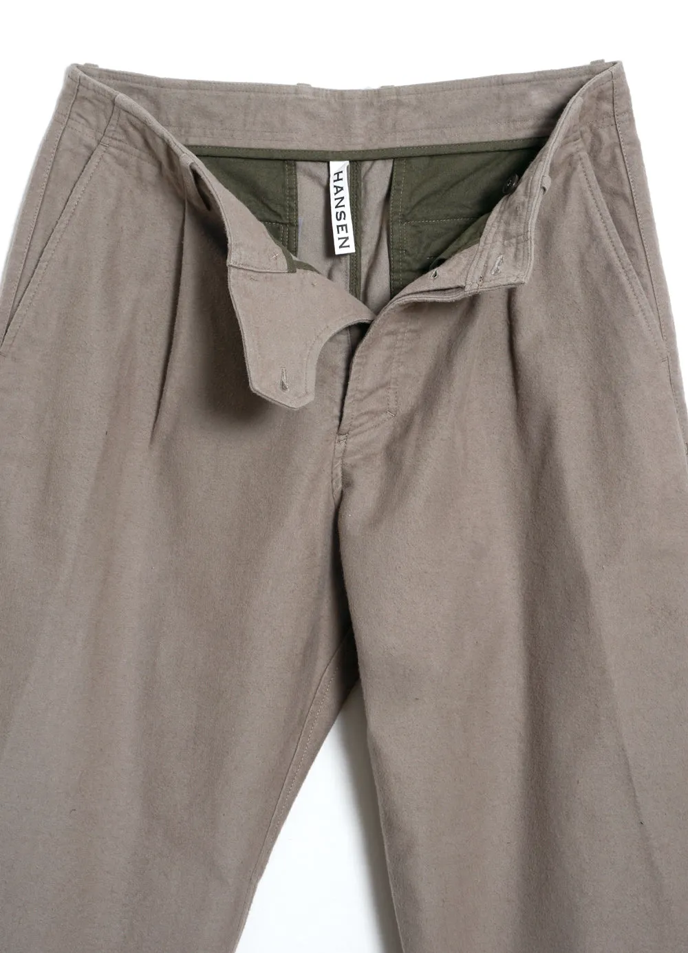 BOBBY 28-22-7 | Wide Pleated Moleskin Trousers | Light Stone