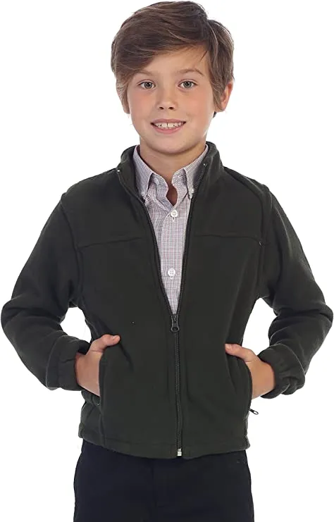 Boys Full Zip Polar Fleece Jacket-Olive