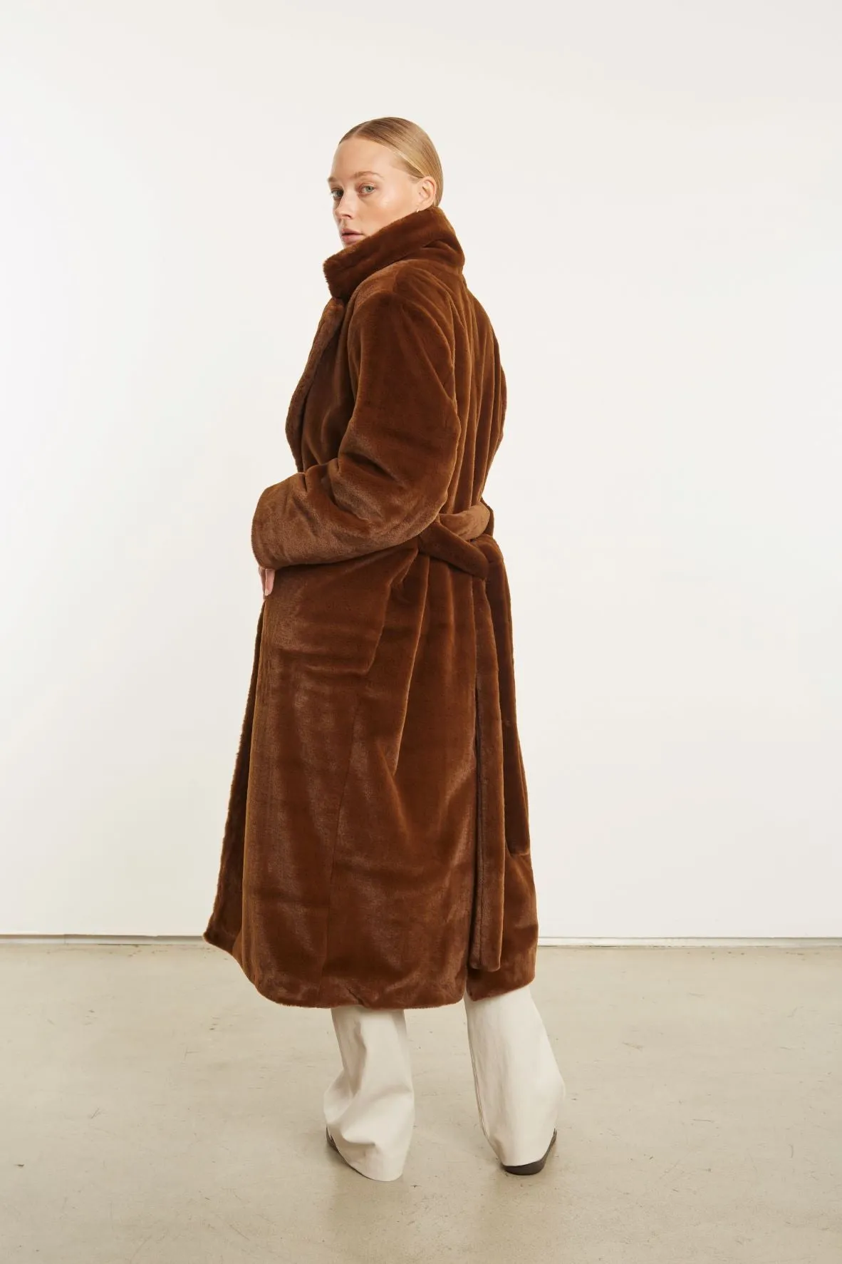 Brown Faux Fur Robe