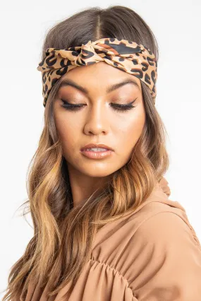 Brown Leopard Print Head Scarf - Aivah