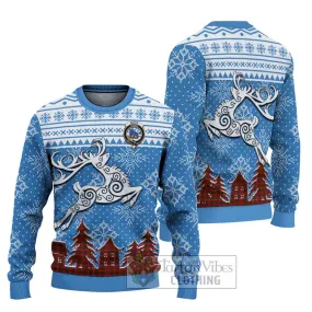 Bruce Clan Christmas Ugly Sweater with Tartan and Celtic Reindeer Style