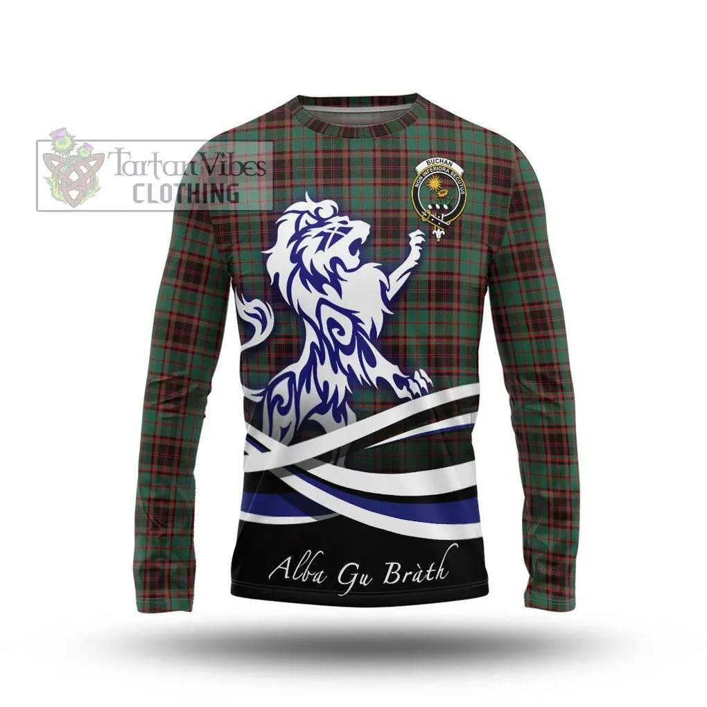 Buchan Ancient Tartan Long Sleeve T-Shirt with Alba Gu Brath Regal Lion Emblem