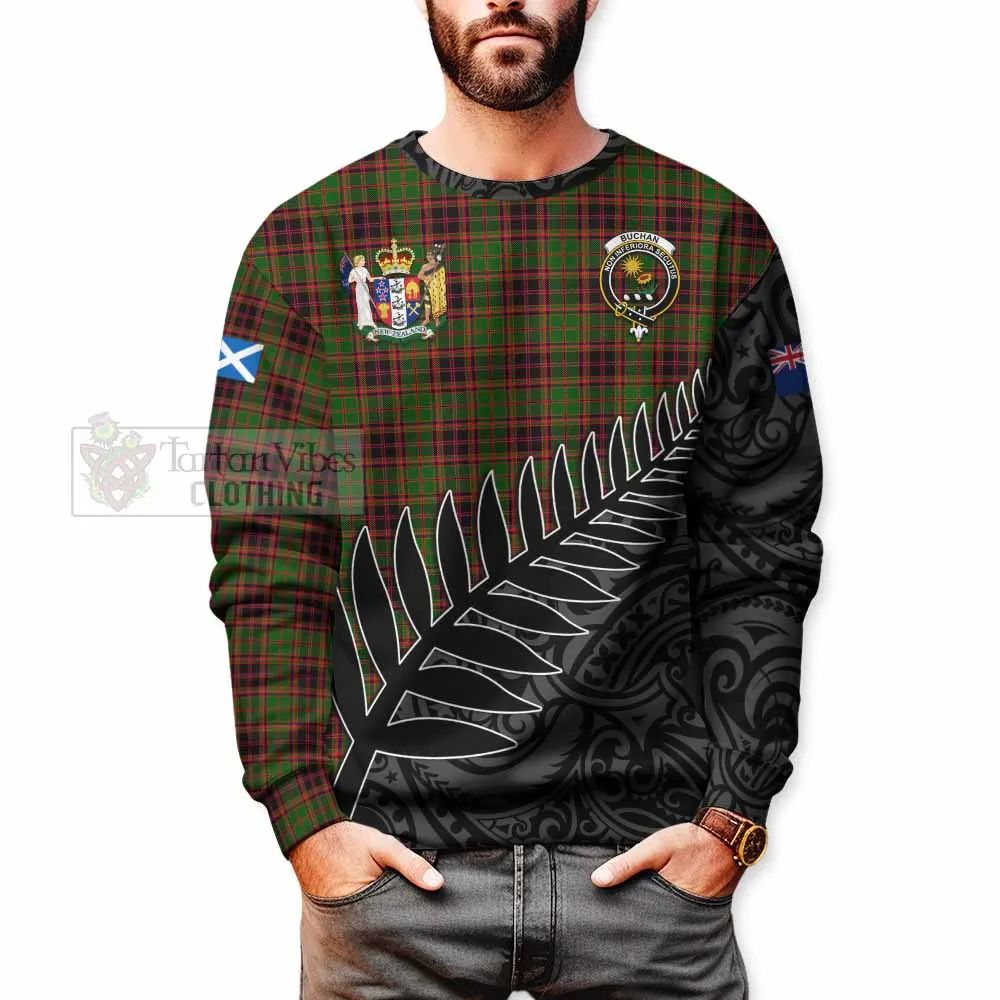 Buchan Crest Tartan Sweatshirt with New Zealand Silver Fern Half Style