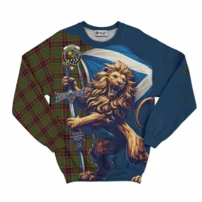 Buchan Tartan Family Crest Sweatshirt with Scottish Majestic Lion