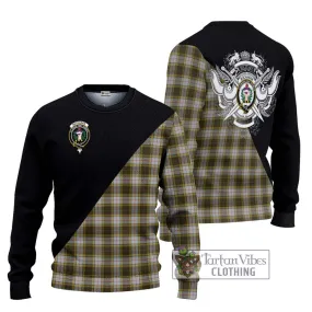 Buchanan Dress Tartan Ugly Sweater with Family Crest and Military Logo Style