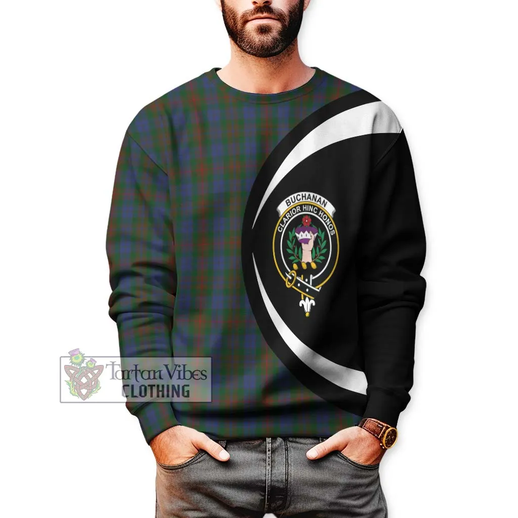 Buchanan Hunting Tartan Sweatshirt with Family Crest Circle Style