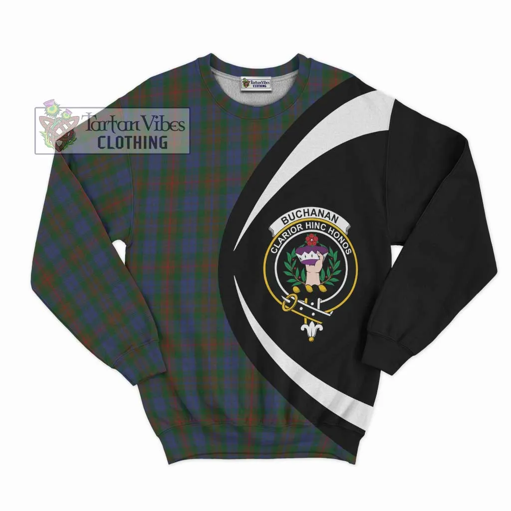 Buchanan Hunting Tartan Sweatshirt with Family Crest Circle Style