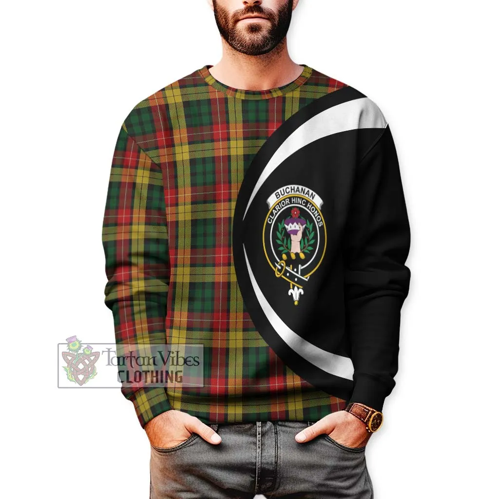 Buchanan Tartan Sweatshirt with Family Crest Circle Style