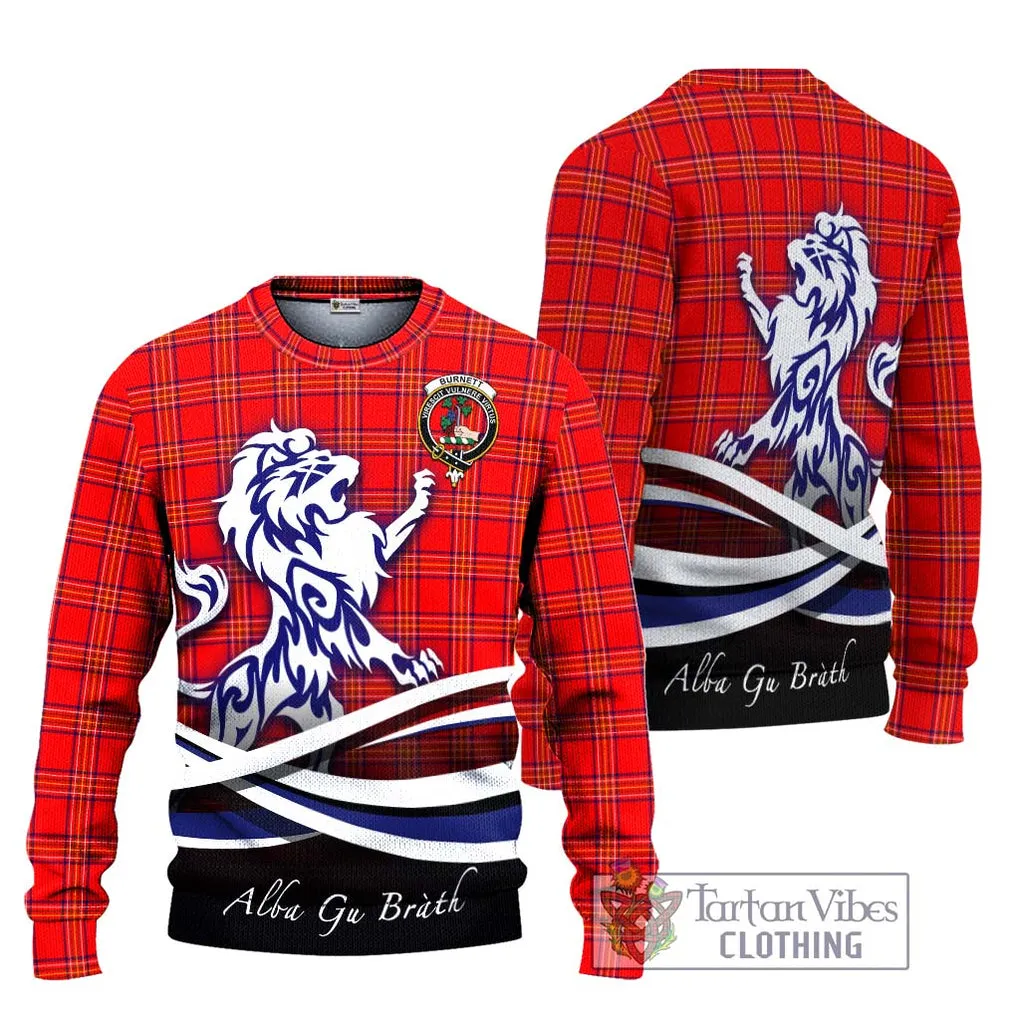 Burnett Modern Tartan Ugly Sweater with Alba Gu Brath Regal Lion Emblem