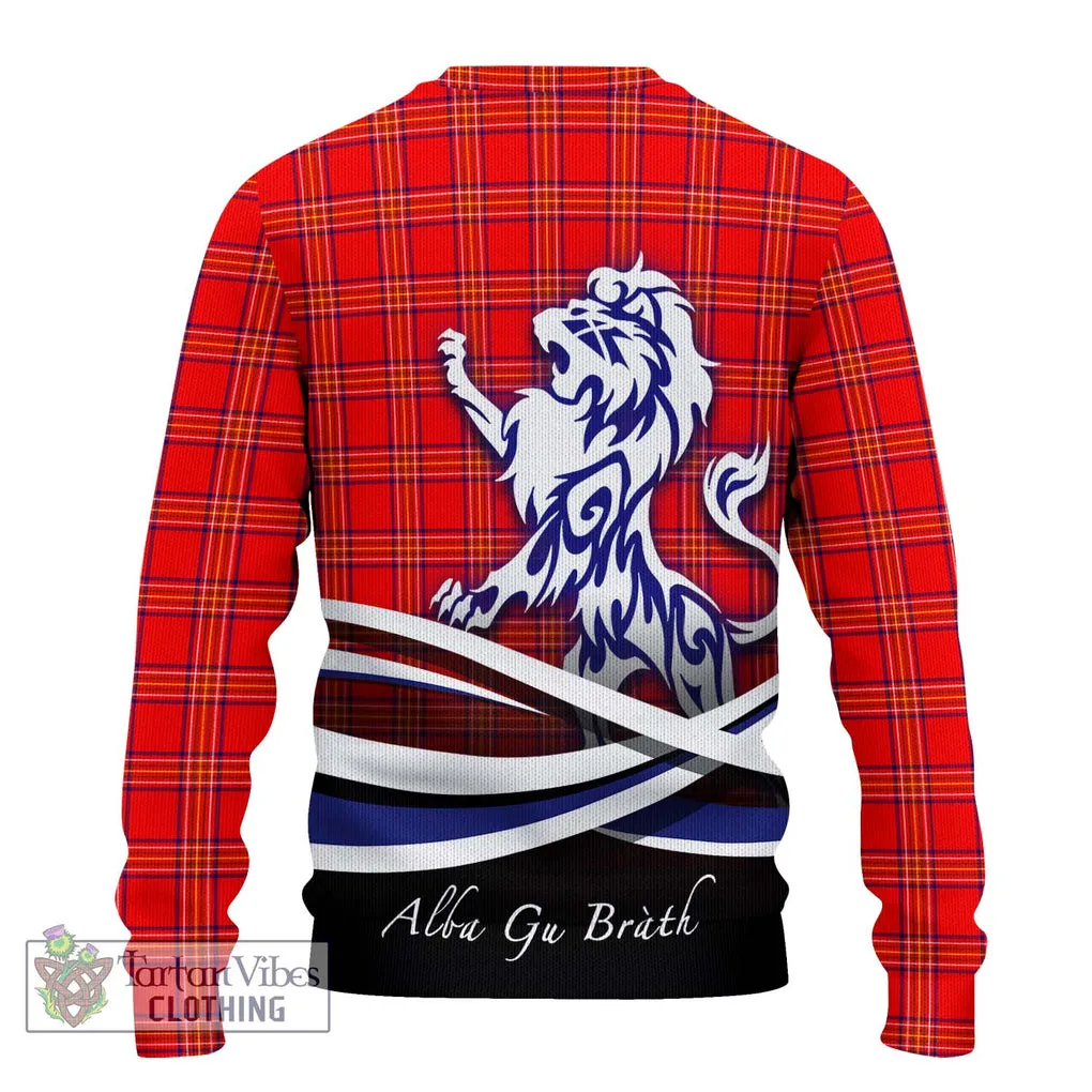 Burnett Modern Tartan Ugly Sweater with Alba Gu Brath Regal Lion Emblem