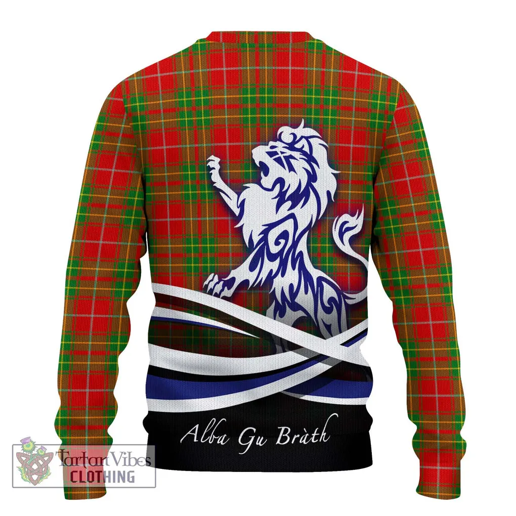 Burnett Tartan Ugly Sweater with Alba Gu Brath Regal Lion Emblem