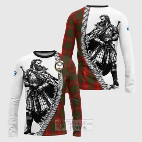 Burns Tartan Clan Crest Long Sleeve T-Shirt with Highlander Warrior Celtic Style