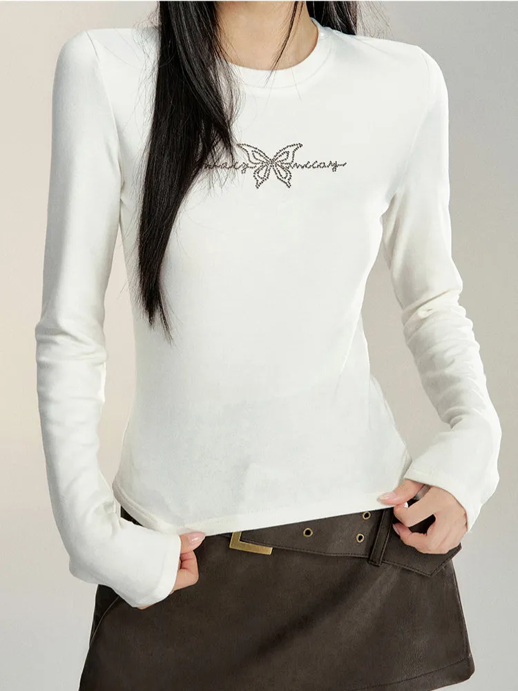 Butterfly Embroidered Brushed Base Layer Top