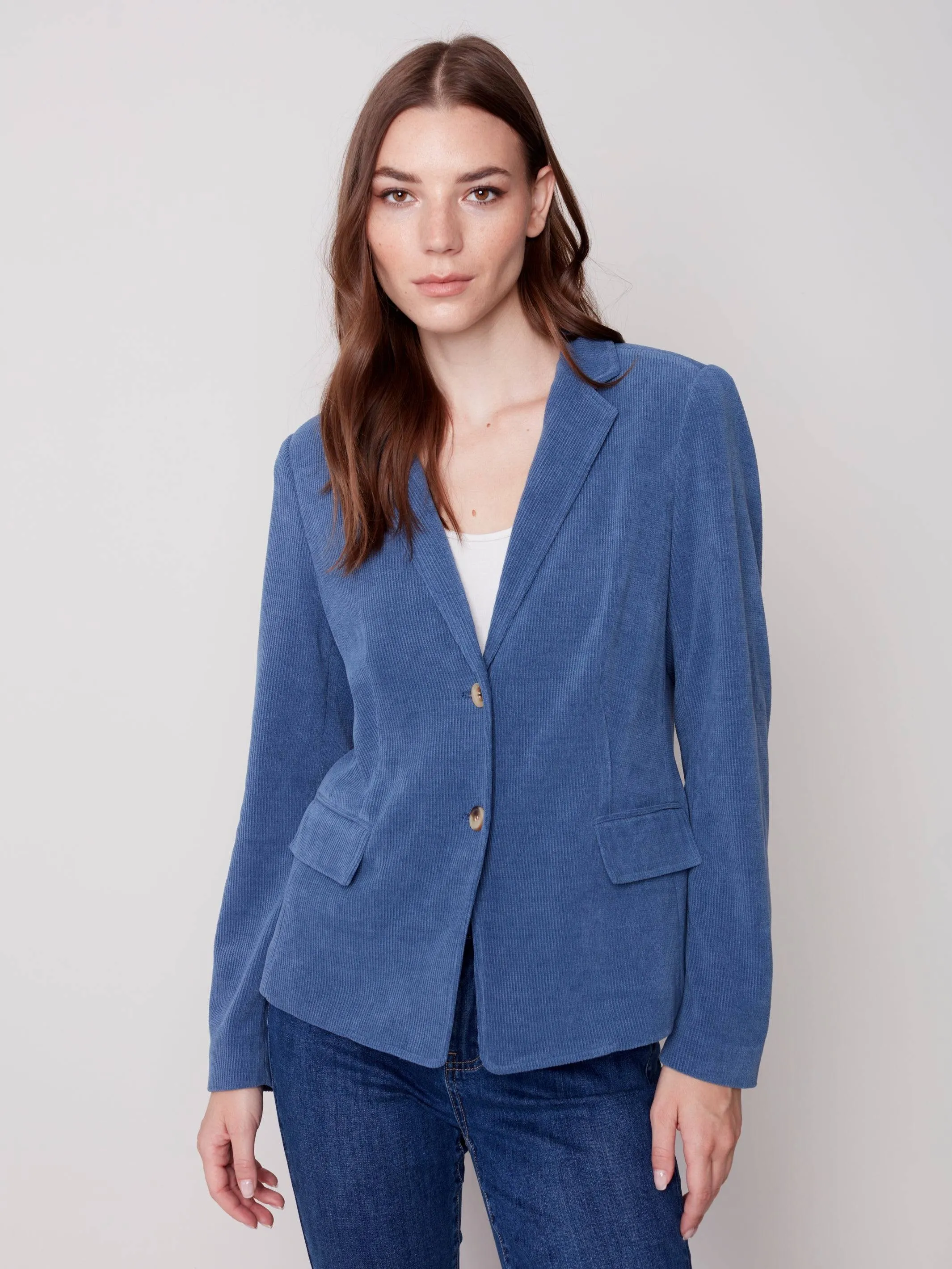 Buttoned-front Corduroy Blazer