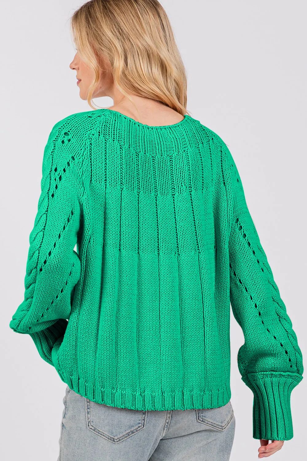 Cable-Knit Long Sleeve Sweater