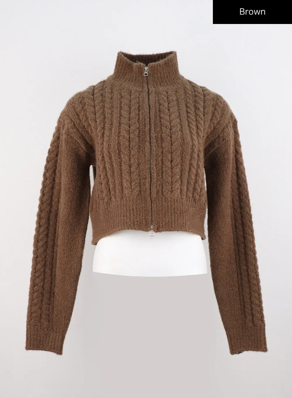 Cable Knit Zip-Up Sweater IS311