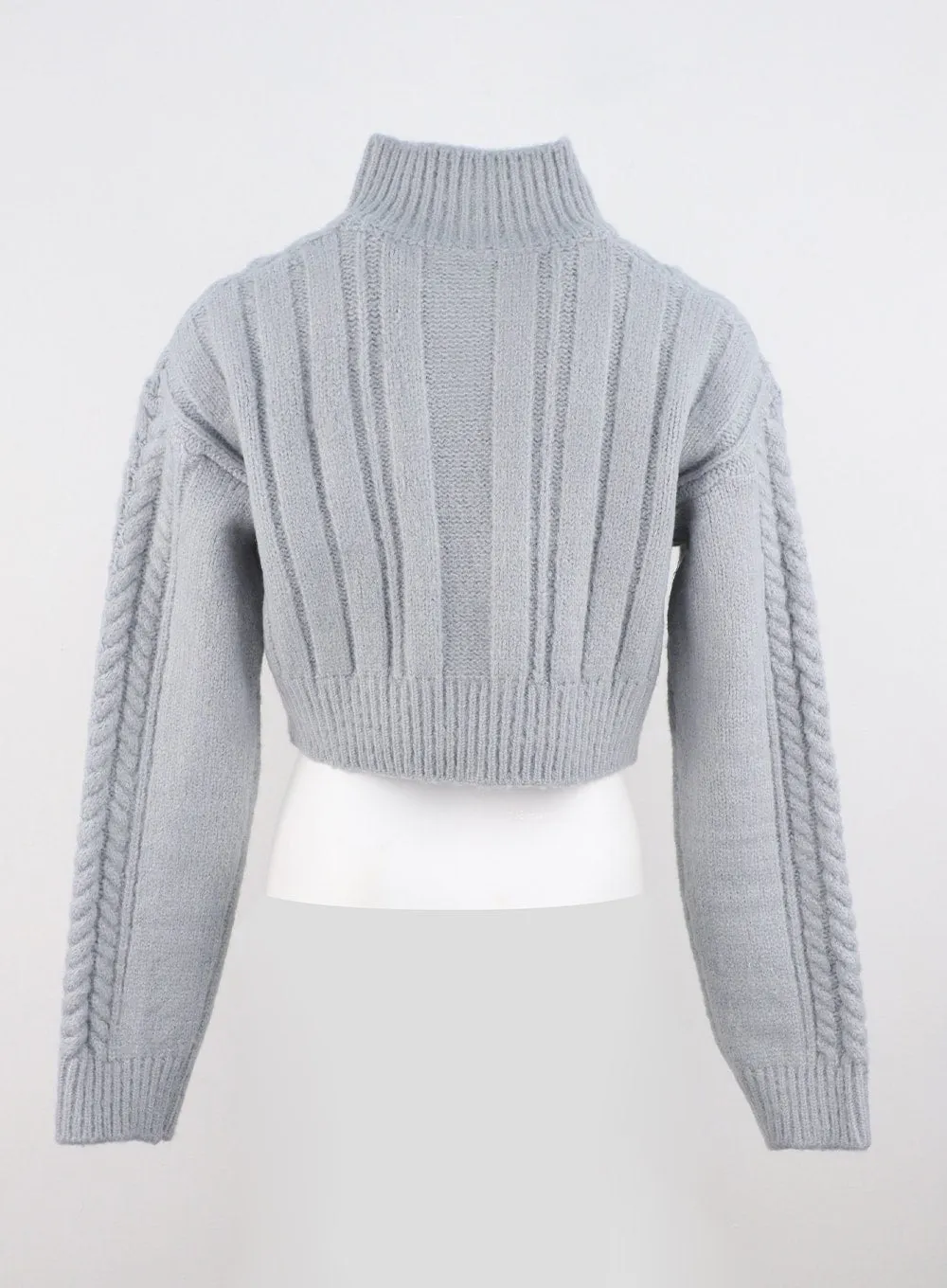 Cable Knit Zip-Up Sweater IS311