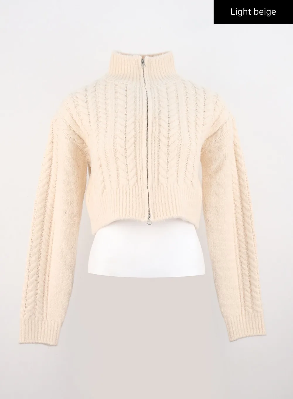 Cable Knit Zip-Up Sweater IS311