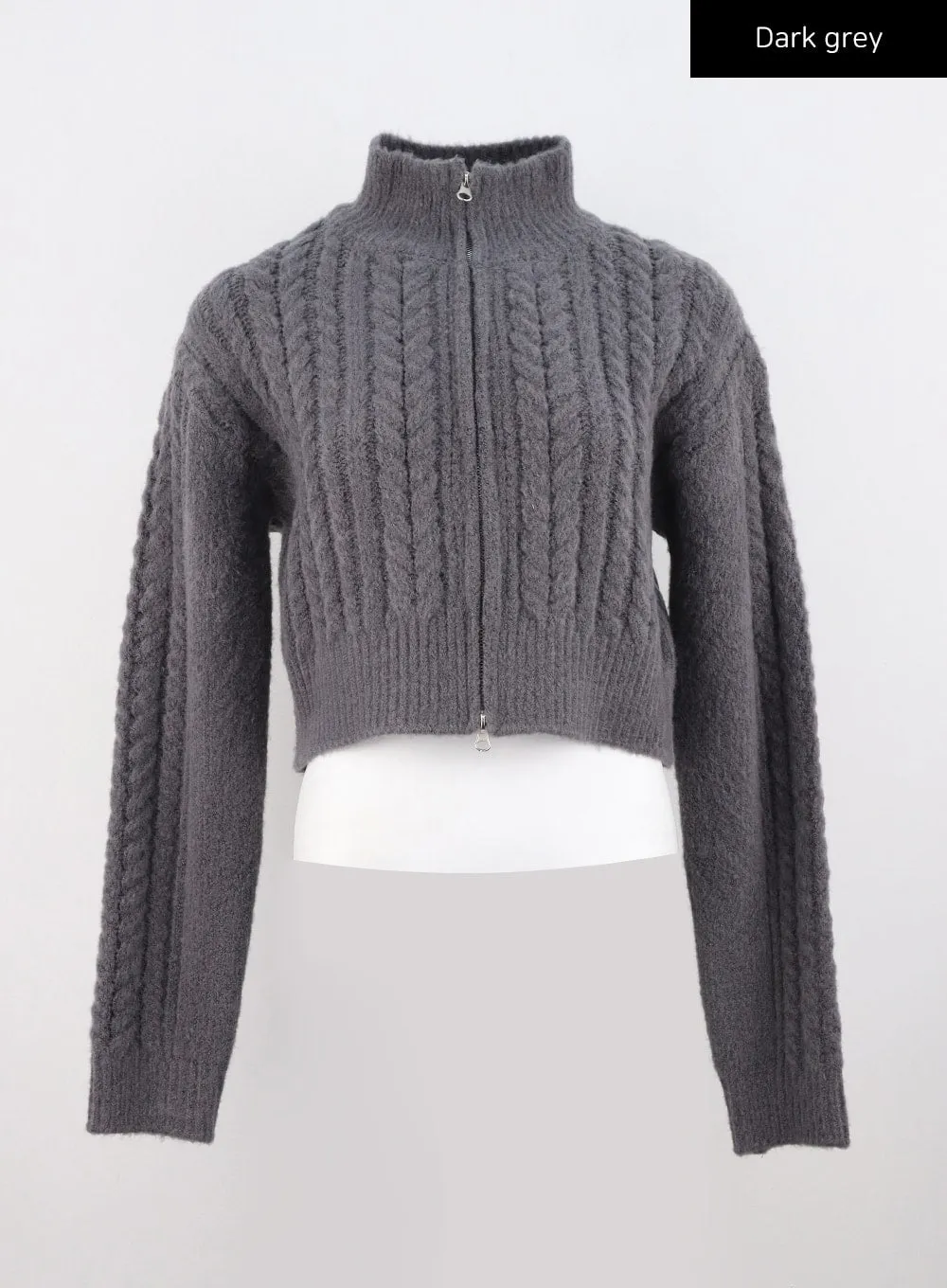 Cable Knit Zip-Up Sweater IS311