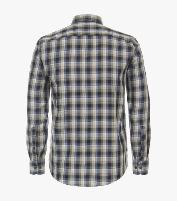 Casa Moda - Organic Cotton Check Shirt, Medium Grey-Blue