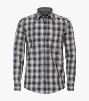 Casa Moda - Organic Cotton Check Shirt, Medium Grey-Blue