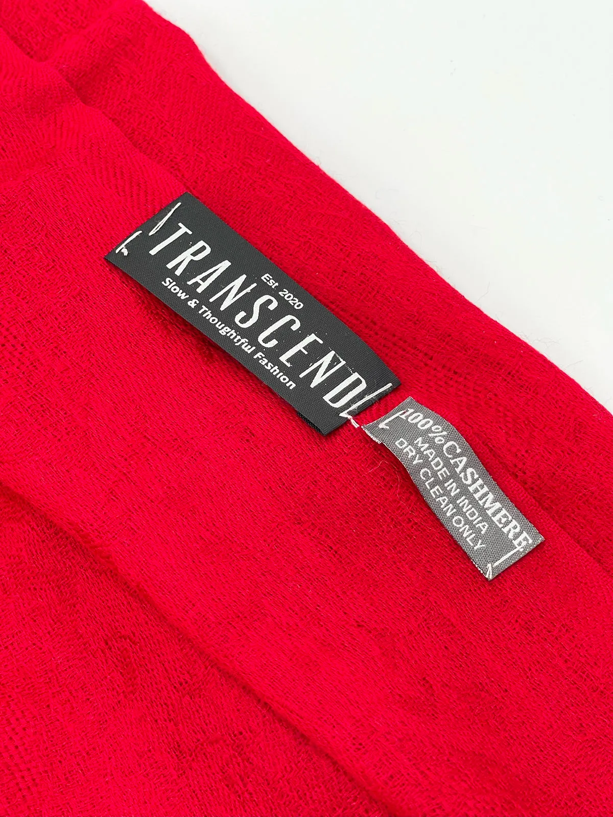 Cashmere Scarf - SELF DESIGN BRIGHT RED