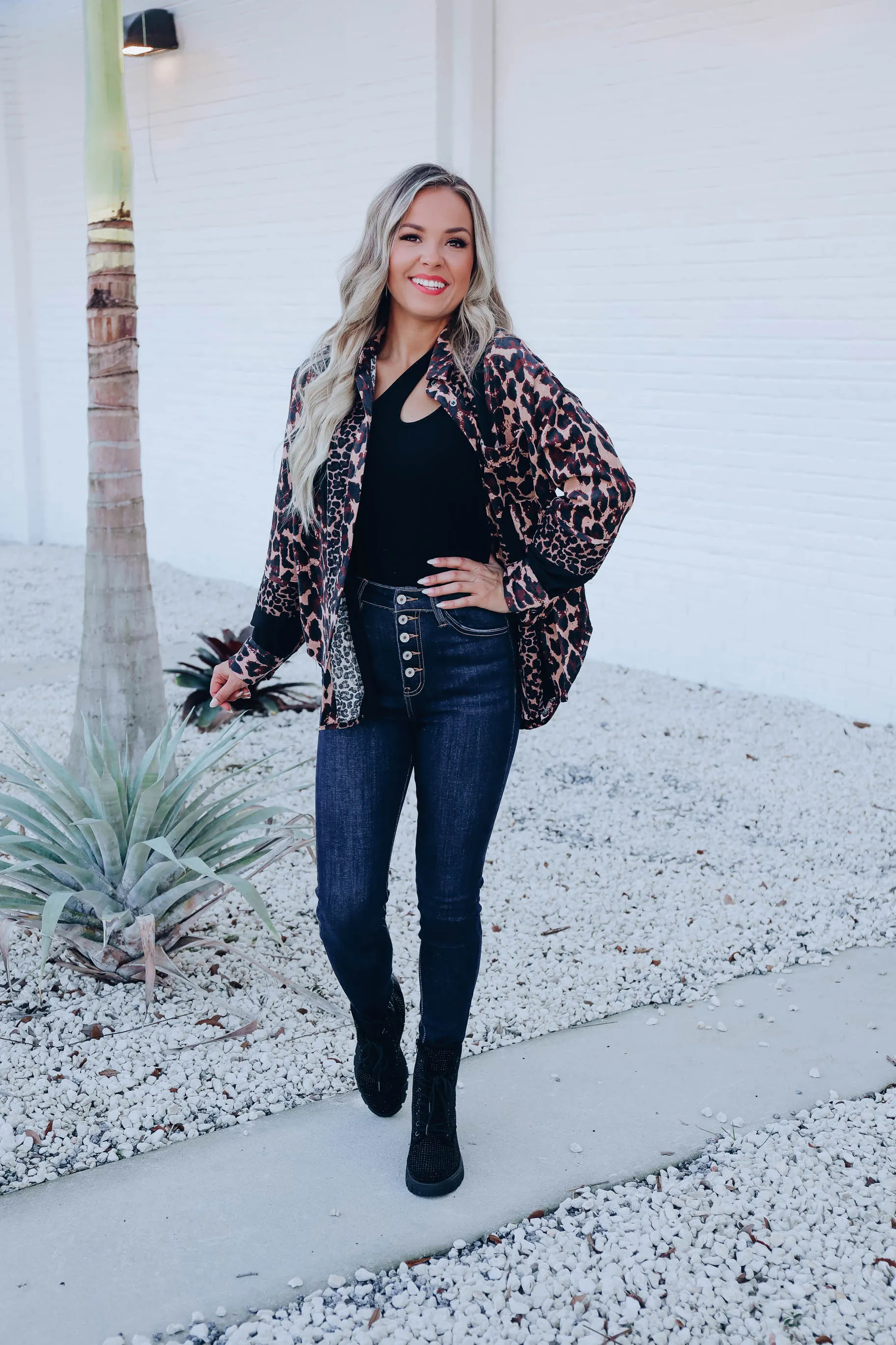 Cassidy Corduroy/Leopard Print Shirt