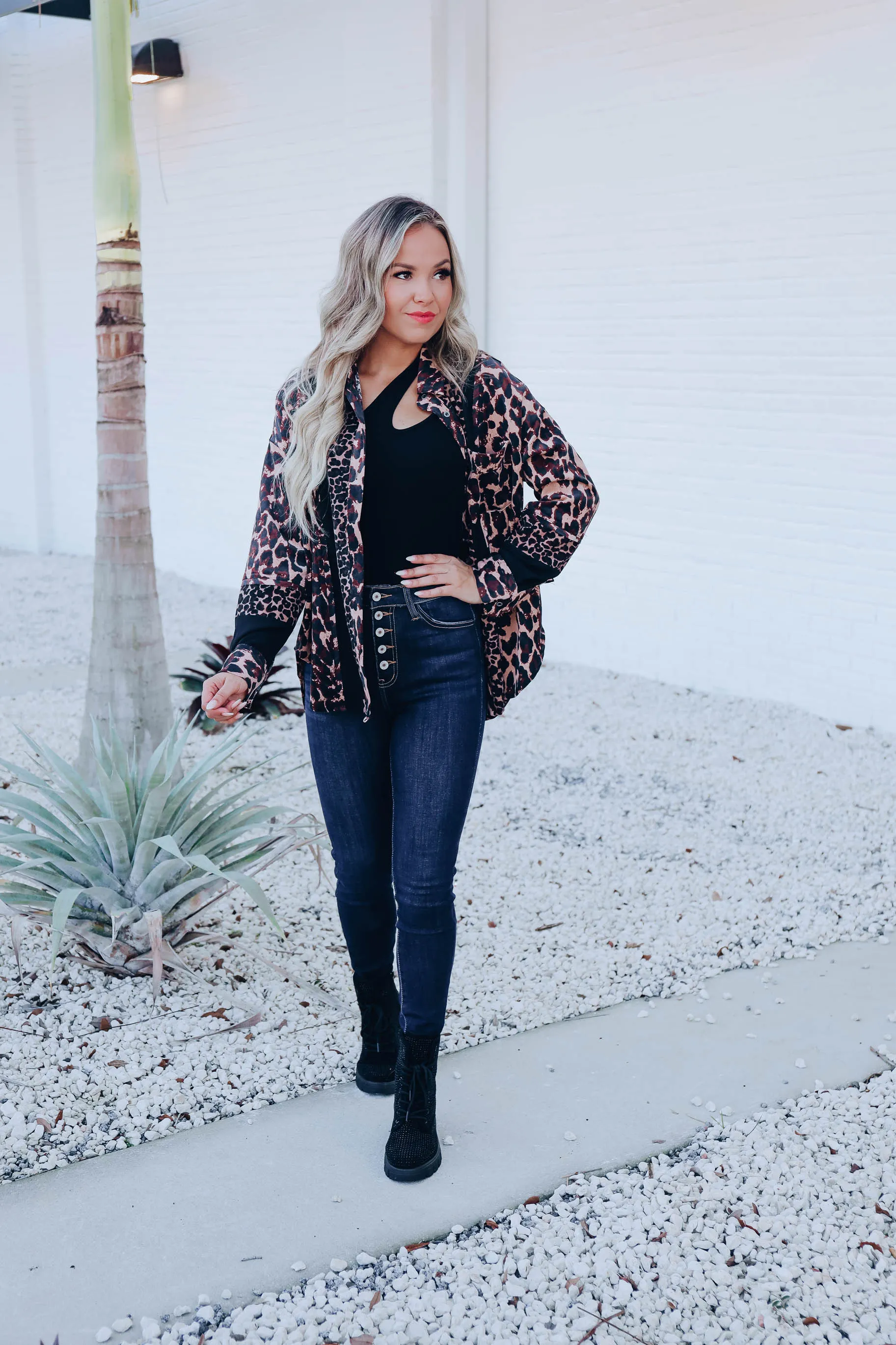 Cassidy Corduroy/Leopard Print Shirt