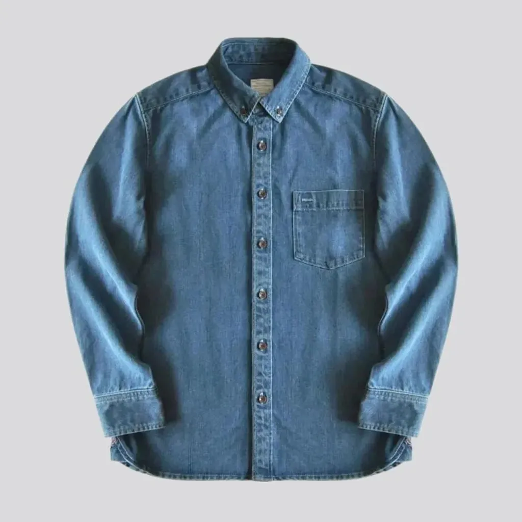 Casual stonewashed men's denim shirt