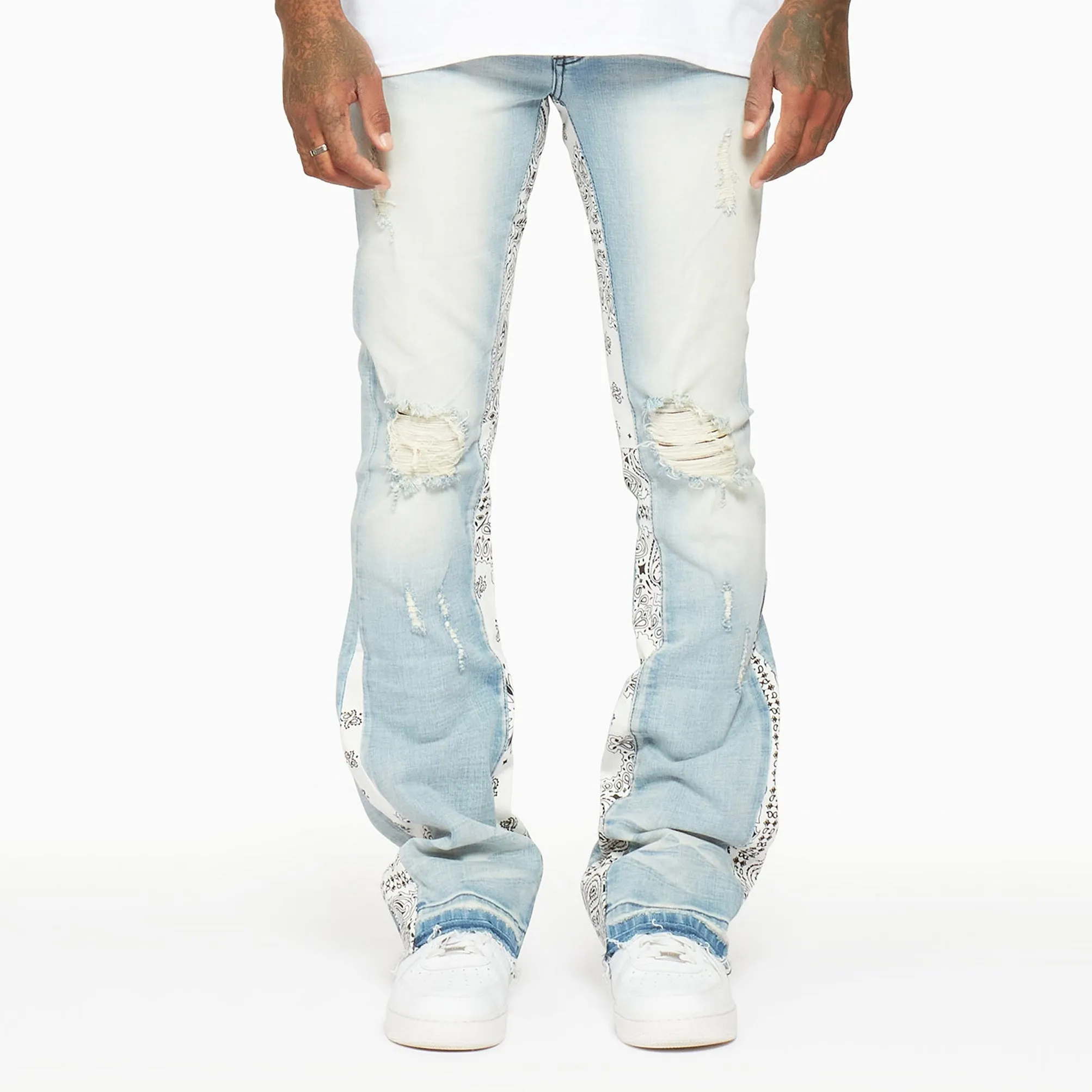 Casual washed street patchwork jeans