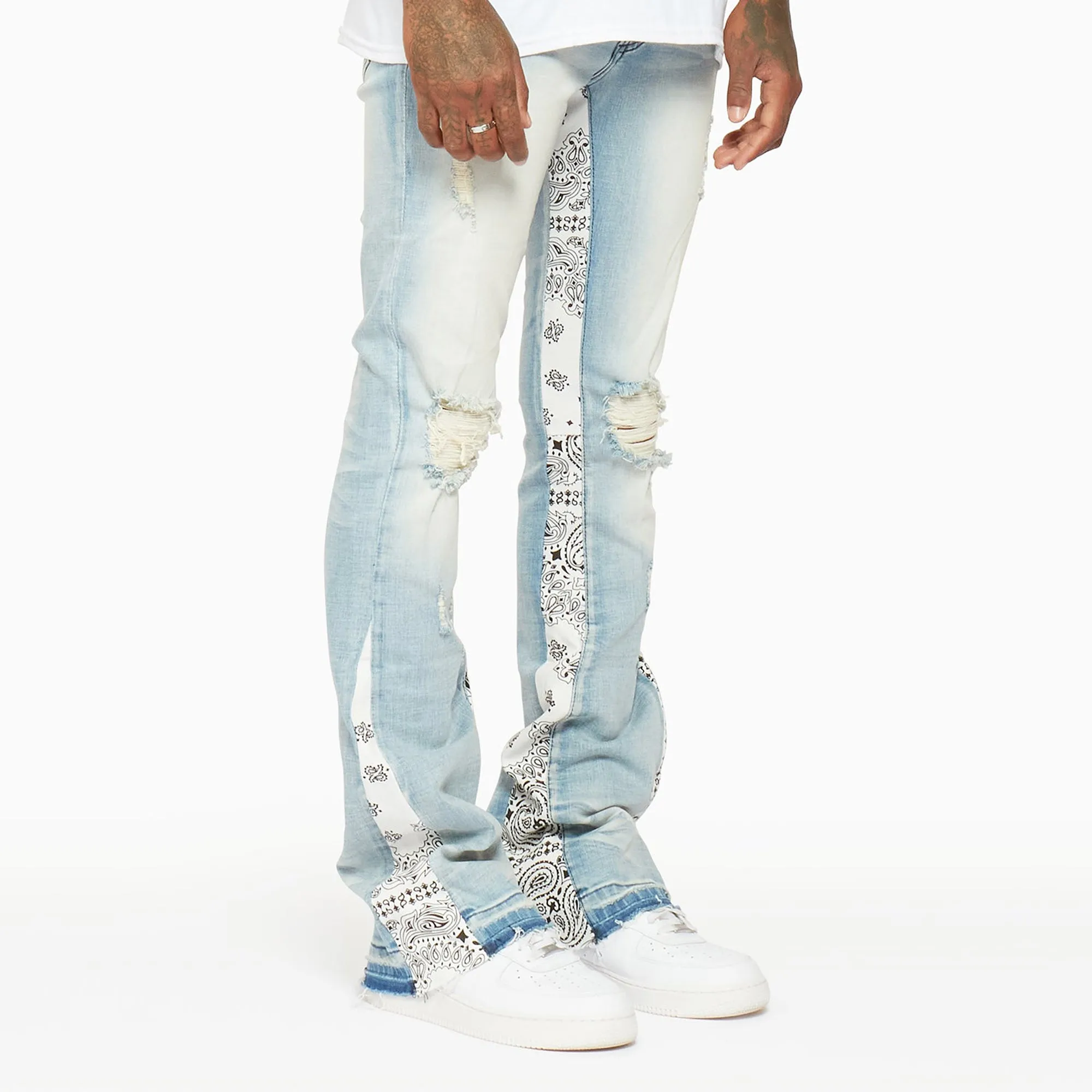 Casual washed street patchwork jeans