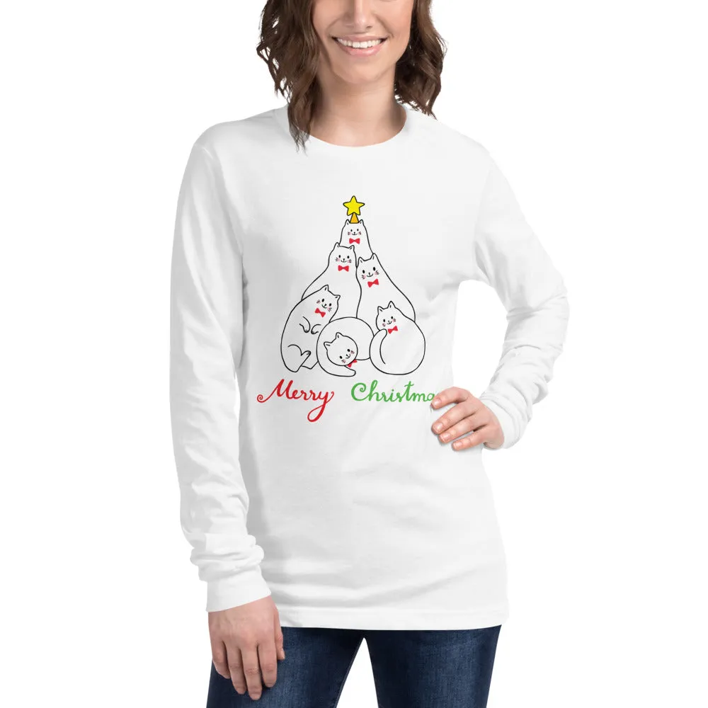 Cats Christmas Tree Women's Long Sleeve Tee